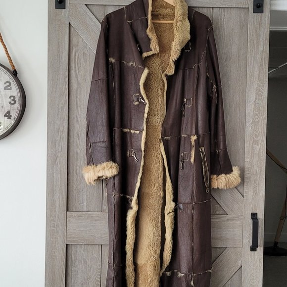 Unique  Leather Winter Coat (Runway piece), size M, brown - Picture 2 of 16